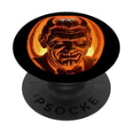 Lucifer Portrait Jack O Lantern Citrouille sur Halloween PopSockets PopGrip Interchangeable