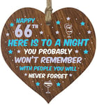 Funny 66th Birthday Gift For Women Men Wooden Heart Plaque - Won't Remember - Dark Wood Sign Keepsake, Joke Humour Banter Happy Birthday Present for Mum Nanny Friend Granny Wife Auntie