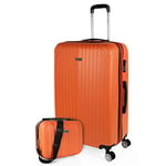 ITACA - Rigid Suitcase Medium Size - ABS Medium Suitcase 65cm Hard Shell Suitcase - Lightweight 20kg Suitcase with Combination Lock - Lightweight and Resistant Travel Medium Size Suitcase, Tangarine