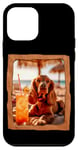 Coque pour iPhone 12 mini Vibes de plage pour chien avec cocktail et détente