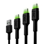 Green Cell USB-C -kaapelisarja 3x QC 3,0 0,3 m 1,2 m 2 m