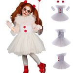 Halloween Clown Barn Flicka Puffig Kort Klänning Cosplay Kostym 160cm