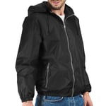 PERLETTI Veste Coupe Vent Homme Femme avec Détails Réfléchissants - Veste Cape de Pluie Imperméable Mi Saison pour Fille Garçon (FR/ES, Alpha/lettres, M, Taille normale, Taille normale, Noir)