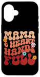 iPhone 16 Mama Heart Hands Full Retro Floral Typography Case