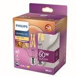 Philips ampoule LED Globe E27 60W Blanc Chaud Claire Compatible Variateur, verre