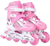 GYY Patins en Ligne Ajustables Rouleaux de Patins réglables en Ligne Rollerblades de Sport en Plein air Skates à Rouleaux de Sport pour Enfants garçons Filles (Color : Pink, Size : 38EU)