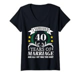 Womens 40th Wedding Anniversary Golden Wedding Gift Idea Couple V-Neck T-Shirt