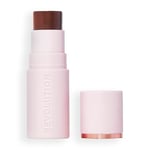 Revolution Skin Silk Bronzer Stick - Couleur modulable pour joues, yeux et lèvres - Formule crème à poudre - Vegan & Cruelty-Free - Dark Cocoa - 4,5 g