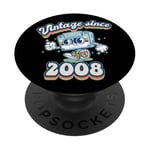 Retro Vibes 2008 Vintage Style 17th Birthday Cassette Tape PopSockets PopGrip Adhésif