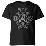 Avengers Distressed Metal Icon Kids' T-Shirt - Black - 11-12 Years