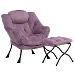 HollyHOME Fauteuil avec Repose Pied Fauteuil Relax, Fauteuil de Lecture Fauteuil Scandinave Fauteuil de Salon Fauteuil Chaise D'appoint, Peluche Violette