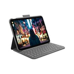 Logitech pour iPad (10e génération) Étui Clavier| Slim Folio avec Clavier sans Fil intégré (Graphite) - German Layout