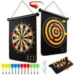 LiRiQi Magnétique Cible de Fléchett, Jouet Enfant Garcon, Jeu de fléchettes magnétique Double face pour Enfants Adultes, cadeau pour adolescents 3 4 5 6 7 8 9 10 11 ans+ Jeu d'intérieur et d'extérieur