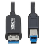 TRIPP LITE USB 3.2 Gen 1 Plenum-Rated Fiber Active Optical Cable (AOC) - A/B M/M  Black  15 m - USB-kabel - USB-type A til USB Type B - 15 m