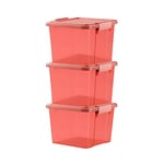 GONICVIN Boîtes de Rangement en Plastique avec Couvercles, 25L, Lot de 3, Empilables, Gain de Place pour Maison, Bureau, Garage