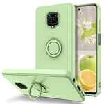 YINLAI Coque pour Xiaomi Redmi Note 9S/Note 9 Pro/Note 9 Pro Max Caoutchouc Liquide avec 360° Ring Stand Etui Xiaomi Redmi Note 9S Housse Silicone Antichoc Cover pour Xiaomi Redmi Note 9 Pro, Vert