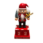 ULTNICE Christmas Nutcracker Calendar Xmas Countdown Advent Block Calendar Countertop Walnut Soldier Puppet Toy for Home Office Shop (Santa Claus Style)