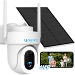 4Mp Camera Surveillance Wifi Exterieure Sans Fil Solaire Avec 14 Lumieres Blanches,360°Camera Ip Batterie,Panneau Solaire 5W,30M Vision Nocturne Couleur,Detection Pir,Soutien Alexa,Ip67