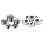 Zwilling 5-Piece Pot-Set, with 4 Lids, Suitable for Induction, Stainless Steel, Quadro,60 x 50 x 30 cm & WMF Küchenschüssel Gourmet Set 4 TLG. 0645709990