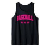 Baseball All Pink Stars Classic Retro Varsity Text Tank Top