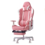 FTFTO Home Accessories Office Chair Ergonomic Pink Game Chair Computer Chair PU Leather Headrest with Pedal Waist Pillow 360 deg Rotating Seat