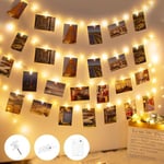 10M 100 LED Photo Clip String Lights with Timer, Photo Peg Fairy Lights with 60 Clips Battery Powered Hanging String Photo Peg Lights for Bedroom Wedding Birthday Party Christmas Decor-Warm White