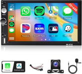 2G+64G sans Fil Apple Carplay Android Autoradio 2 Din avec Android Auto GPS Navi WiFi ISO Câble Mirror Link 7 Pouces Autoradio avec Bluetooth FM/RDS/Dab+/OBD2/DVR Commandes au Volant Caméra de Recul