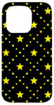 iPhone 15 Pro Yellow Black Circle Star Dots Galaxy Fireworks Pattern Case