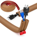 Bocguy Cache Cable Sol, Petit Canal de câble Flexible,5M x 2cm Goulotte Passe Cable Sol Silicone, Cache Fil Électrique Sol Auto-Adhésif Facile à Couper Montage pour Tous Les Câbles (Marron-Arrondi)