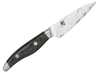 KAI Shun Nagare Black Couteau d'Office 9 cm - 72 couches acier damassé lame à double noyau VG 2 & VG 10 - bois de pakka noir - fabriqué à la main au Japon - couteau à légumes, couteau d'office forgé