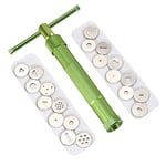 Vicloon Fondant Extruder, Stainless Steel Sugar Paste Extruder Craft Gun with 20 Interchangeable Discs for Sugar Craft Cake and Clay Decorating Tool(Green)