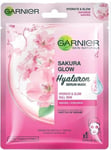 2X 28ml GARNIER SAKURA GLOW  HYALURON SERUM MASK SHEET MASK FOR DULL SKIN 2X 28m