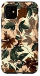 Coque pour iPhone 11 Motif camouflage floral abstrait marron vintage