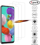 Samsung Galaxy A51 Verre Trempé [3 Pièces], Samsung Galaxy A51 Verre Trempé Protecteur D'écran, [Sans Bulles] [Dureté 9h] Verre Trempé Samsung Galaxy A51