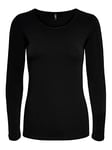 Only Onllive Love Life L/s Oneck Top Noos JRS T-Shirt, Noir, L Femme