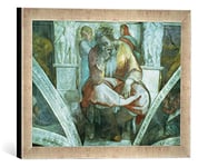 Kunst für Alle 'Encadré Image de Michelangelo Buonarroti Sistine Chapel Ceiling : The Prophet Jeremiah Impression d'art dans Le Cadre de Haute qualité Photos Fait Main, 40 x 30 cm, Argent, Raya