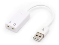 USB lydkort - 2 vejs - Virtual 7.1 Surround Sound - Hvid