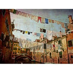 Wee Blue Coo Clotheslines Venice Washing Line Laundry By Cityscape Art Print Poster Wall Decor 12X16 Inch