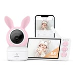 ANNKE Babyphone Camera, Moniteur Vidéo pour Bébé avec 5.5 IPS Écran LCD, PT Caméra 3MP, Contrôle APP pour iOS & Android, Zoom 4X, Détection de Mouvements et de Sons, Rappels d'alimentation, Audio