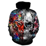 ZHRDRJB 3D Imprimé Hoodies,Unisex Pullover 3D Print Colorful Skull Hoodie Sweatshirt Couple Novelty Outerwear Tracksuits Hip Hop Cool Streetwear with Pocket,3XL