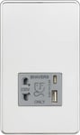 Knightsbridge Prise rasoir sans vis avec double USB A+C (5 V CC 2,4 A partagé) – Chrome poli avec insert gris