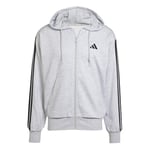 adidas Men's ESSENTIAL THREE STRIPES FRENCH TERRY FULLZIP HOODIE, light grey heather/black, XL