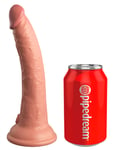 King Cock Elite 7&quot;Vibrating + Dual Density Silicone Cock m/fjernkontroll Hudfarge lys