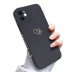 Newseego Coque Compatible avec iPhone 11, Coque Or Mignon Motif Coeur d'amour Coque iPhone 11 en Silicone Liquide Souple avec Petits Coeurs sur Le Côté Coque de Protection Antichoc pour iPhone 11