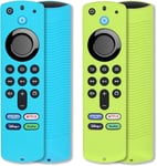 2pcs Firestick Étui de Couverture à Distance Compatible avec Alexa Télécommande vocale Fire TV Stick 4K (3e génération), Antidérapant Manchon en Silicone avec dragonne (Vert & Turquoise).[G579]