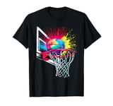 Colorful Basketball Tie Dye Color Splash Basketball Hoop Net T-Shirt