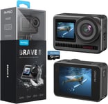 Brave 8 Caméra Sport 4K 60FPS Etanche 60M Caméra d'action 48MP WiFi sous Marine Action Cam avec stabilisation SuperSmooth Écran Tactile Grand Angle Zoom 8X 16X Slo-mo 2 Batteries 1550mAh.[G302]