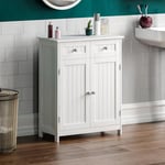 Bath Vida Priano 2 Drawer 2 Door Bathroom Cabinet Storage Cupboard Floor Standing Unit, White