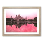 Victoria Memorial In Kolkata India Painting Modern Art Framed Wall Art Print, Ready to Hang Picture for Living Room Bedroom Home Office Décor, Oak A3 (46 x 34 cm)