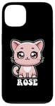 Coque pour iPhone 13 Rose mignon chat chaton design pour filles nom rose